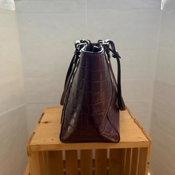 Dooney & Bourke Purple Oakdale Janie Tote Croc Embossed Leather Tote Bag Purse - Picture 4 of 15